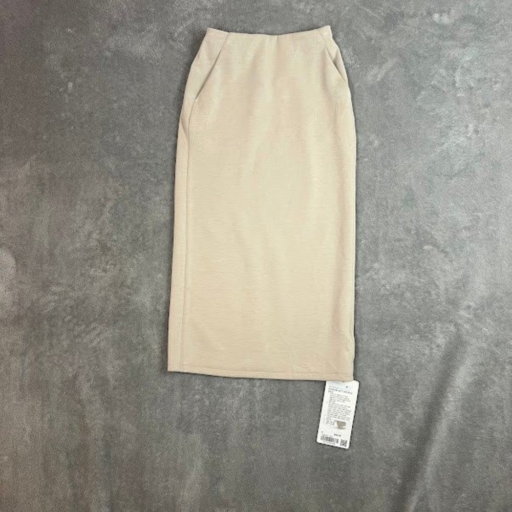 Lululemon Softstreme HR Midi Skirt Womens 0 Beige Slim Fit High Rise Athleisure